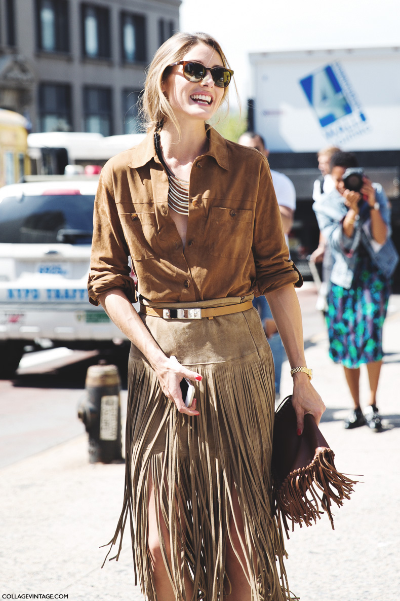New York Fashion Week Spring Summer 15 NYFW Street Style Olivia palermo Fringed Skirt 4