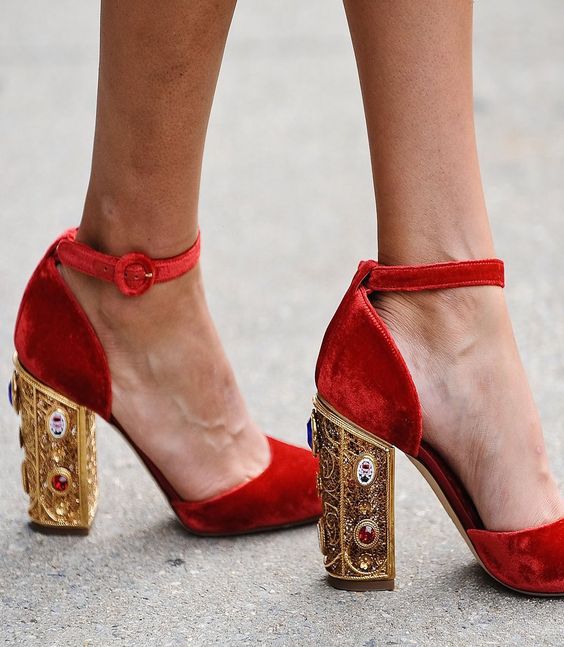 red velvet shoes embellished