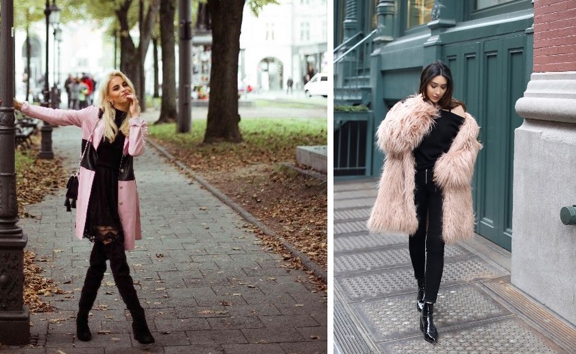 total black pink coat