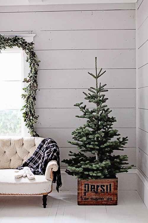 06 small tree in a vintage farmhouse crate